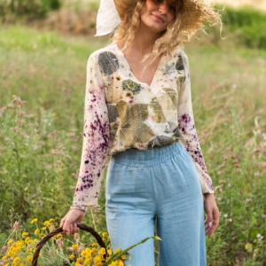 blusa viscosa ecoprint vintage