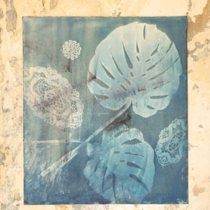 tela quadro cianotipia pizzo blu