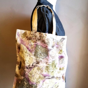 shopper cotone ecoprint foglie miste